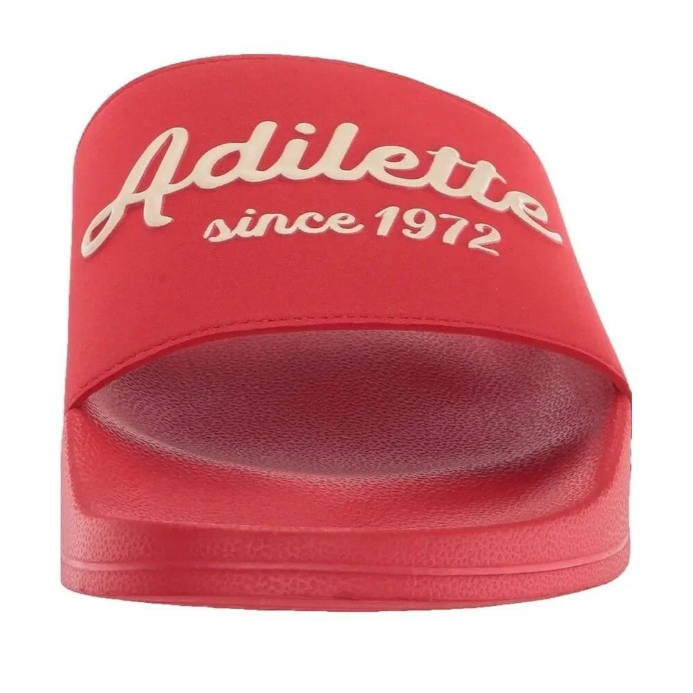 Adidas Adilette Retro Style Cloudfoam Slides Unisex M9/W10 Scarlet Red White NIB